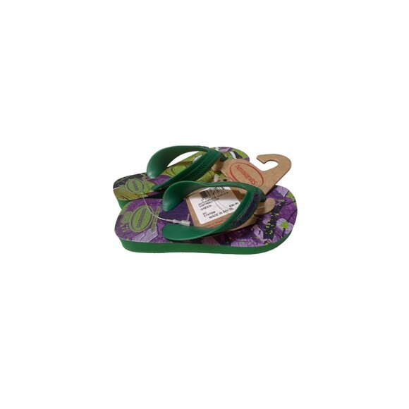 Havaianas Kids Hulk Green & Purple Flip Flops With Printed Design Size 9C - Picture 3 of 4